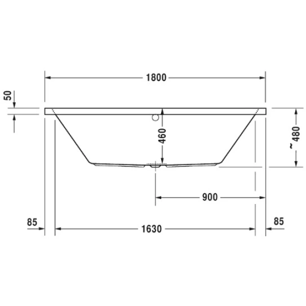 ванна duravit vero air 700413000000000 акриловая, встраиваемая, с 2 наклонами для спины, 180x80 см, белый
