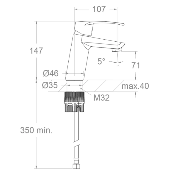 смеситель для раковины new fly 570121nm чёрный