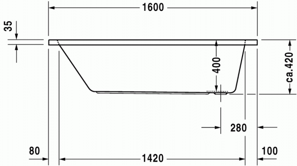 акриловая ванна duravit d-code 160x70 см (700096)