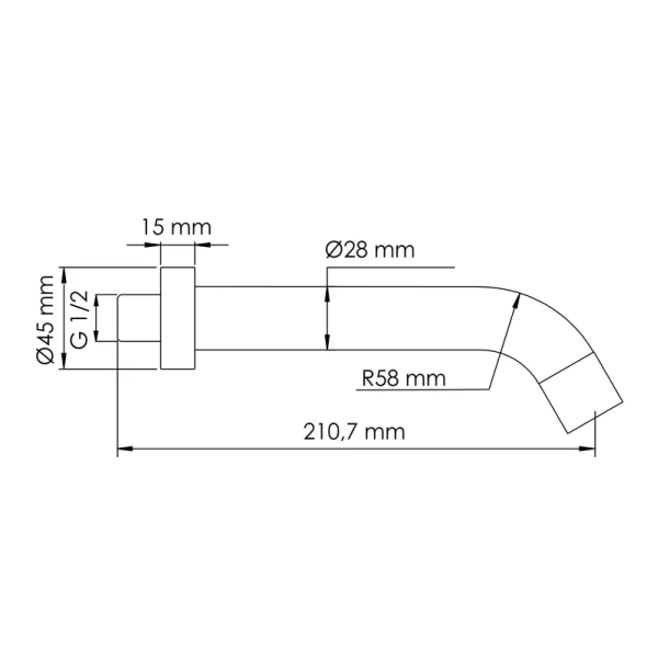 излив wasserkraft a084 для ванны, 21 см, черный soft-touch