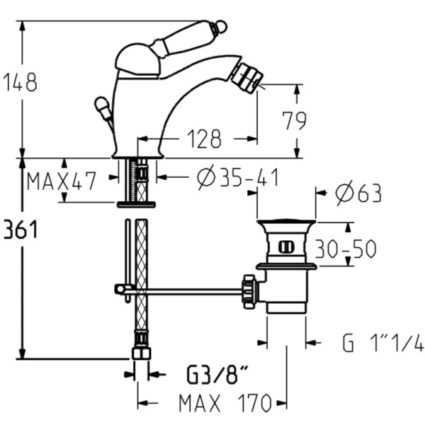 смеситель gattoni orta 2756/27c0cr для биде, с донным клапаном, хром