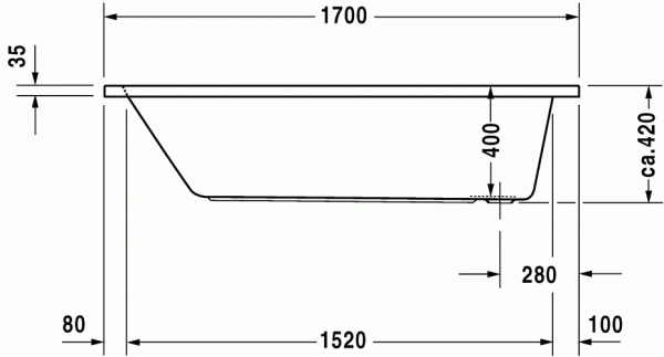 акриловая ванна duravit d-code 170x75 см (700100)