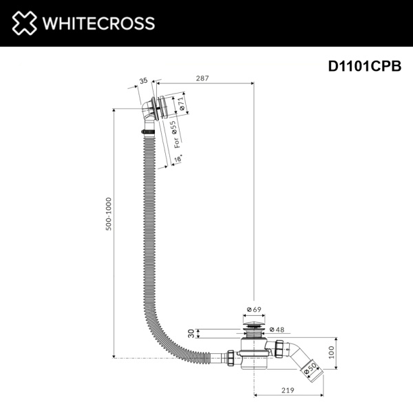 слив-перелив whitecross ultima d1101cpb брашированная медь